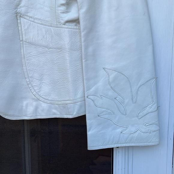 MACKAGE CANADA LADIES WHITE LEATHER JACKET-M-VINTAGE-80’s vibe - Picture 2 of 11